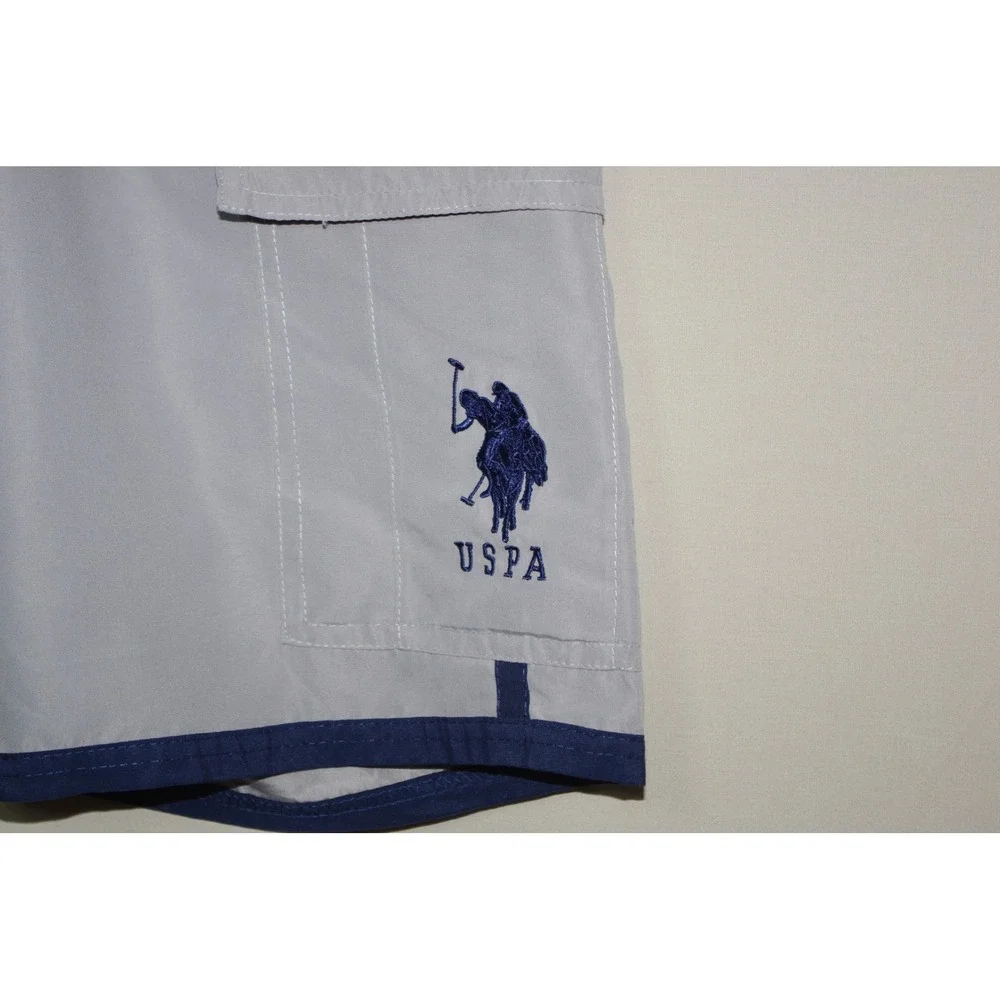 US Polo Assn Men's Small Cargo Board Shorts Gray Navy Blue